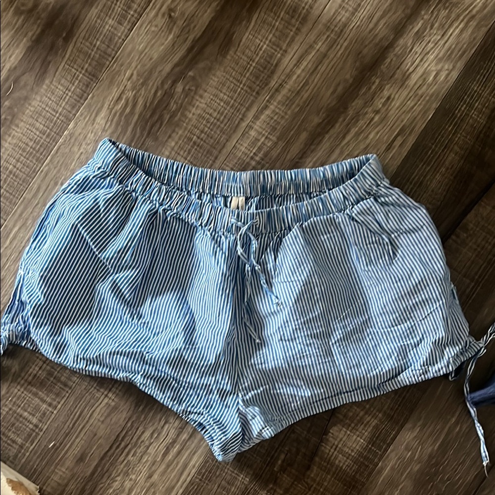 Anthropologie Blue and White Striped Shorts